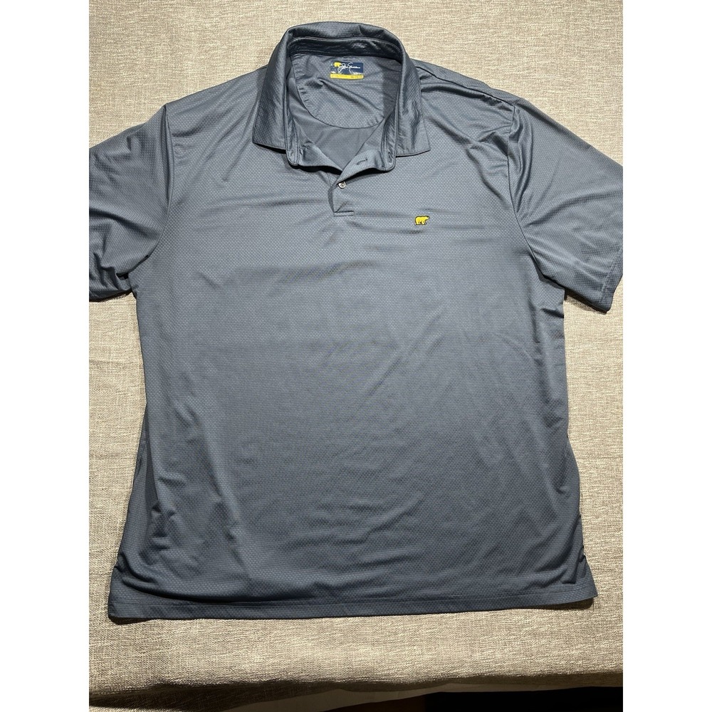 Jack Nicklaus Mens Gray Solid Polo Shirt Short Sleeve Collared Bear Logo XXL